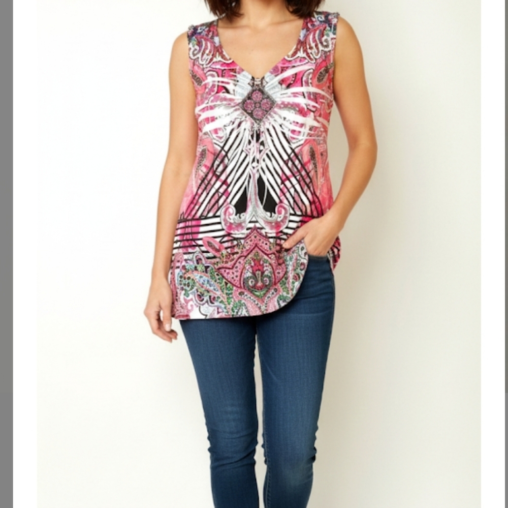 Pink Multi Colored Top